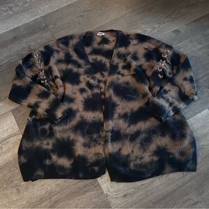 Avenue Tie Dye Cotton Open Front Oversized Cardigan Sweater Size 4X